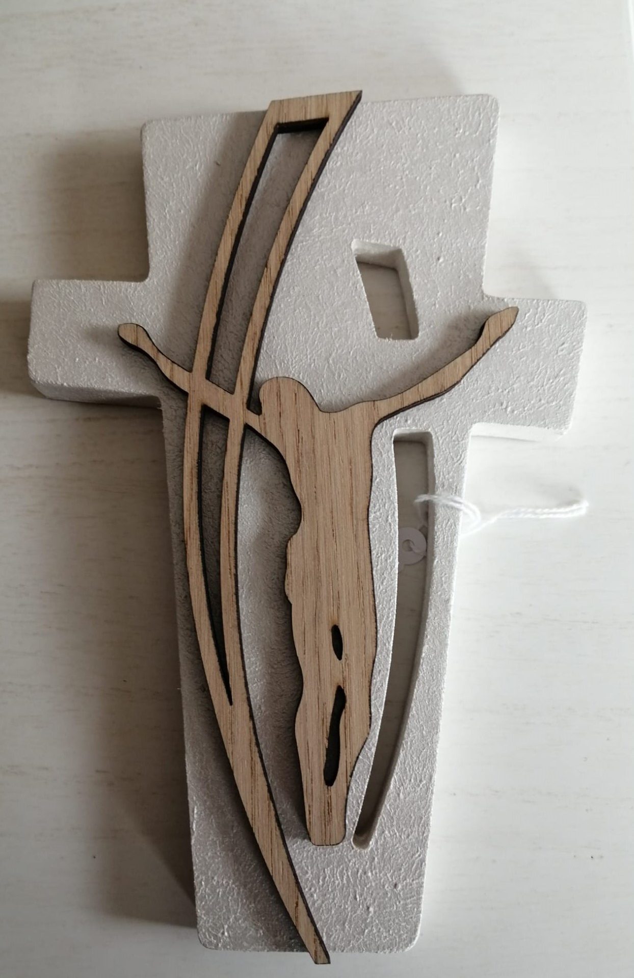 crocifisso stilizzato in legno 20x14 - immagine 6