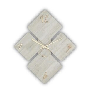 orologio puzzle rombo effetto marmo opaco 4 pezzi - Marmo Travertino