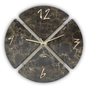orologio puzzle tondo effetto marmo opaco 4 pezzi - Marmo Nero Gold