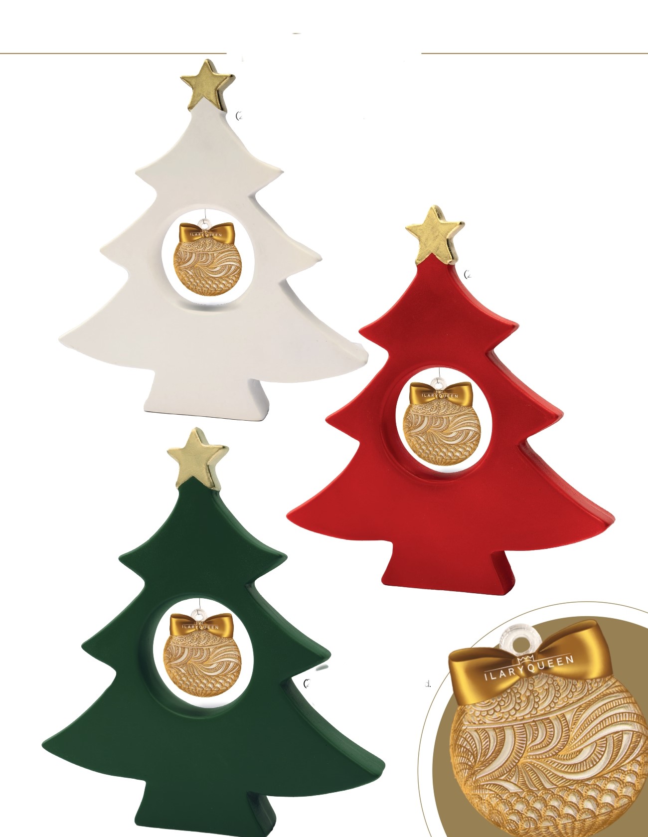 alberelli di natale in ceramica ( 3 colori)
