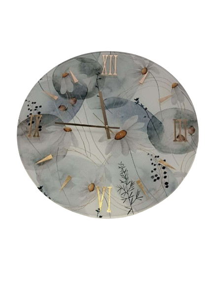 orologio tondo da parete in vetro temperato Ø 50 floreale - immagine 2