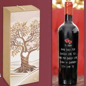 Confezione bottiglia vino con quadro - Albero della vita