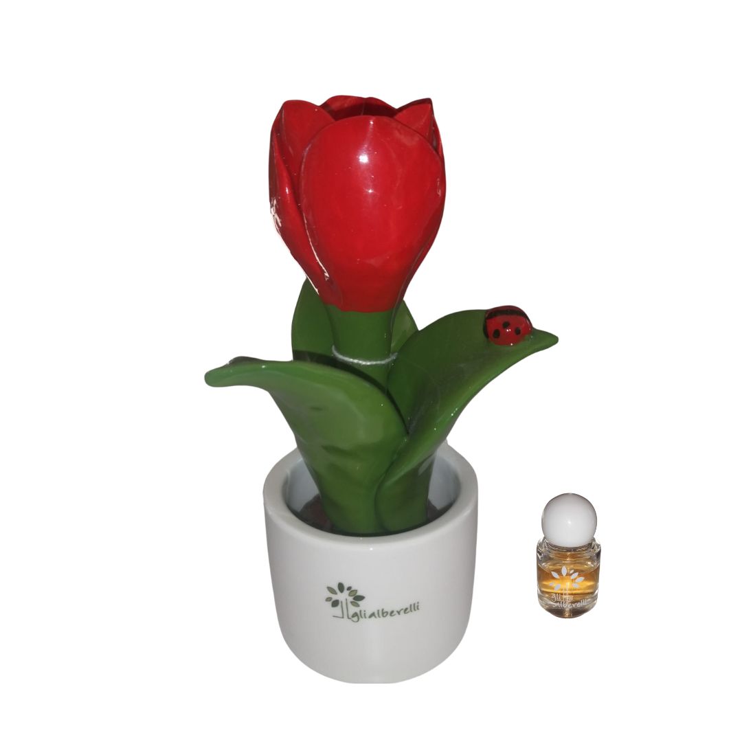 PIANTINA TULIPANO MULTICOLOR IN CERAMICA DI CAPODIMONTE h 14 - immagine 5