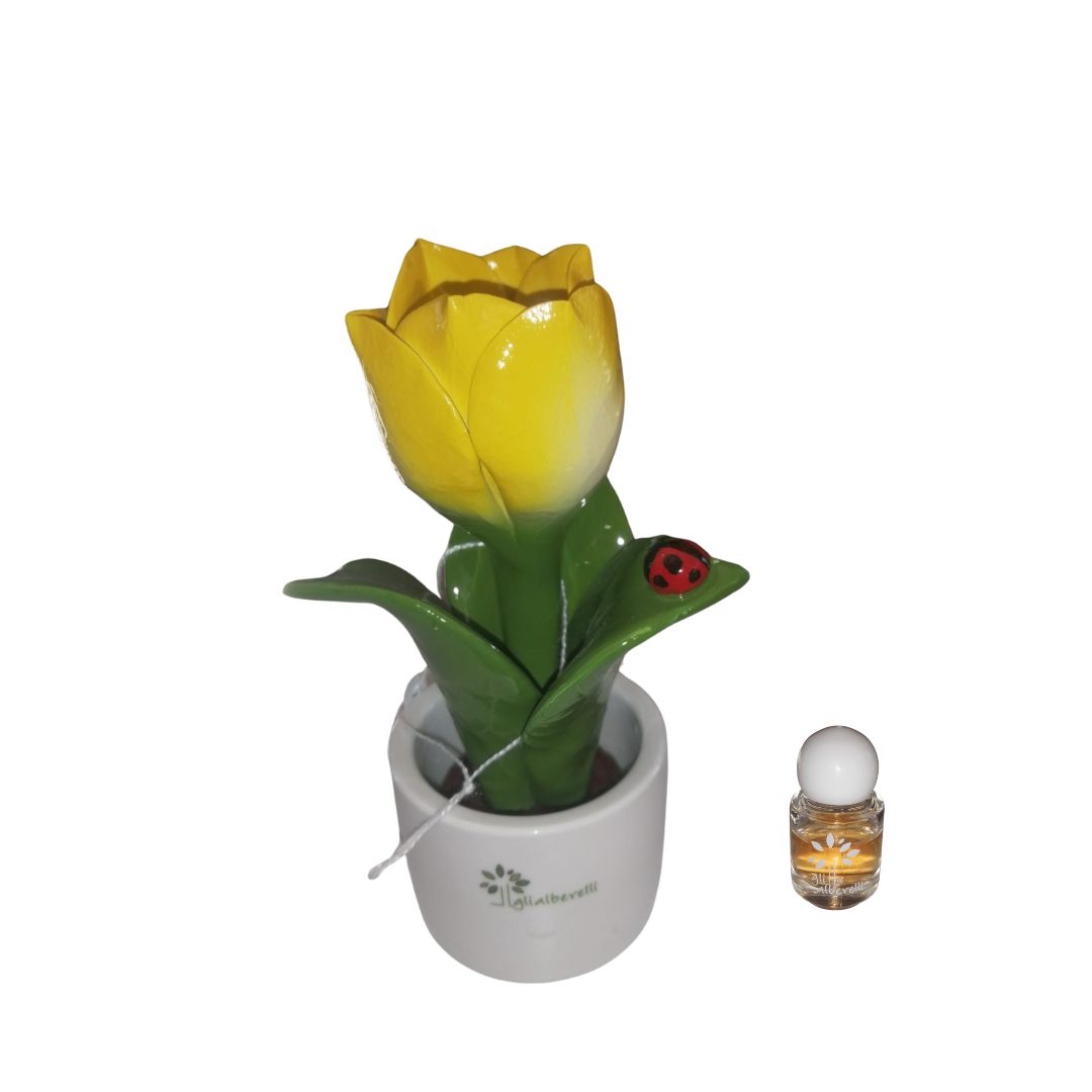 PIANTINA TULIPANO MULTICOLOR IN CERAMICA DI CAPODIMONTE h 14 - immagine 2