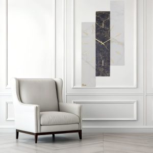 Orologio in Legno Bicolore con Effetto Marmo 40x80 cm