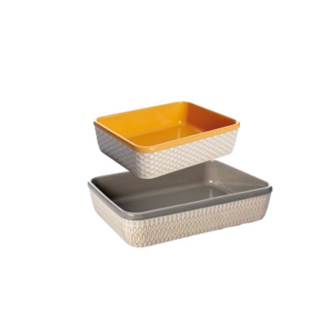 Set 2 Pirofile stoneware Giallo/Grigio - immagine 2