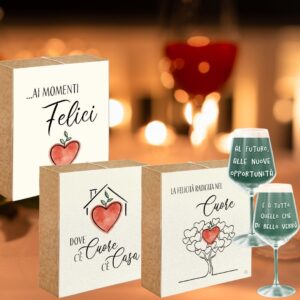 Scatola regalo coperchio quadro e calici Cuori