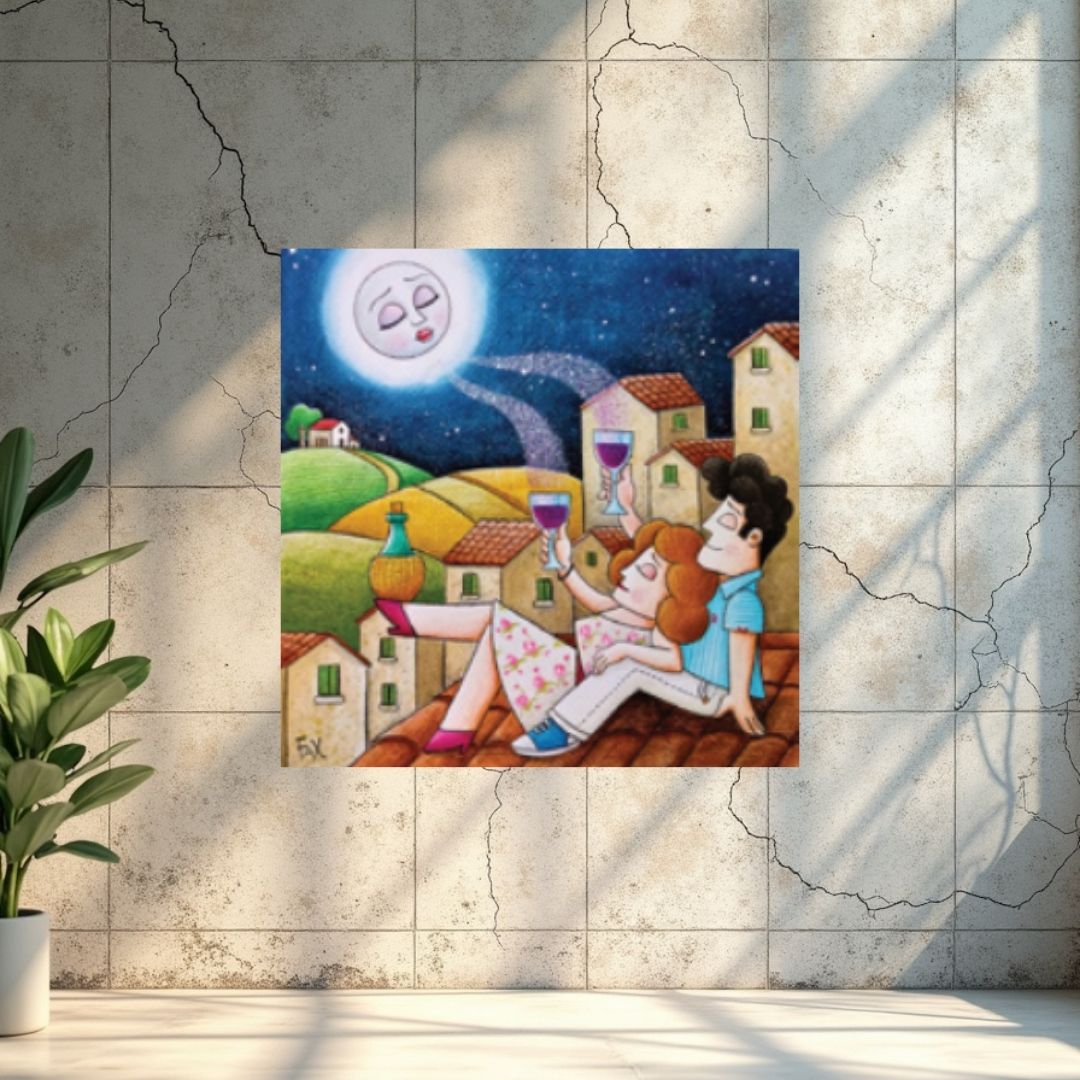 Quadretto senza cornice "Brindisi alla Luna" (3 misure)
